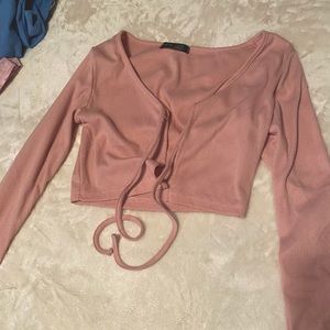 Shein tie front cropped top